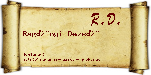 Ragányi Dezső névjegykártya